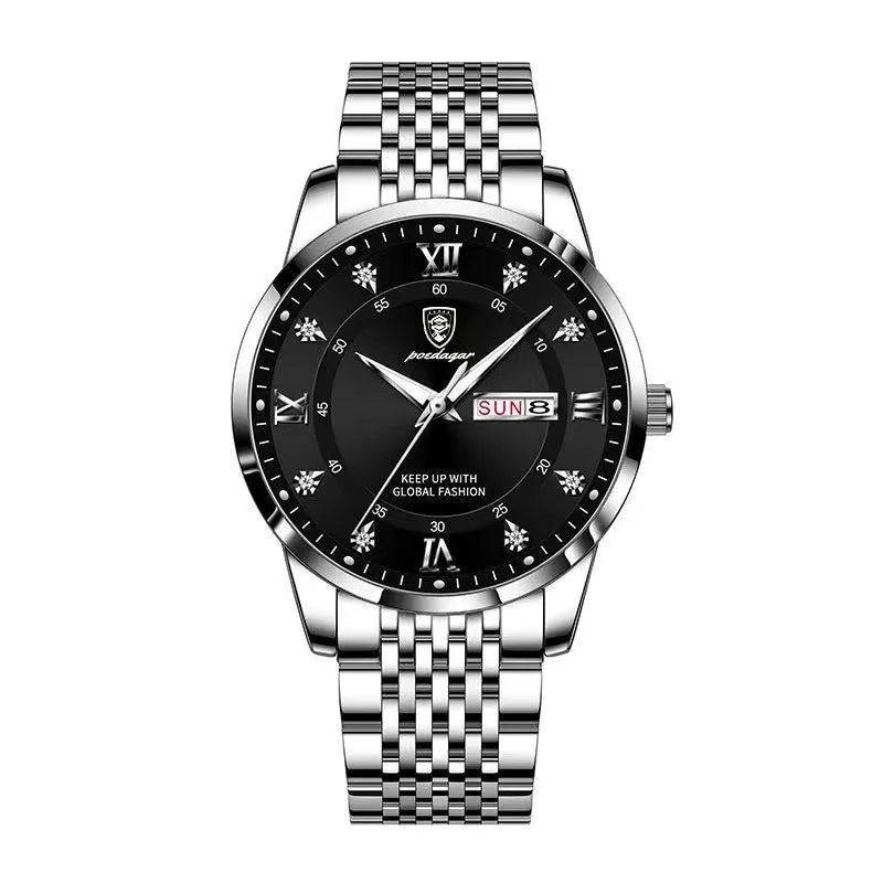 POEDAGAR Men's Luxury Quartz Watch – Stainless Steel