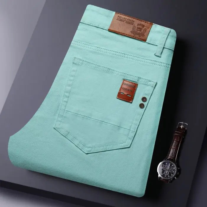 6-Color Men’s Stretch Cotton Straight-Leg Jeans