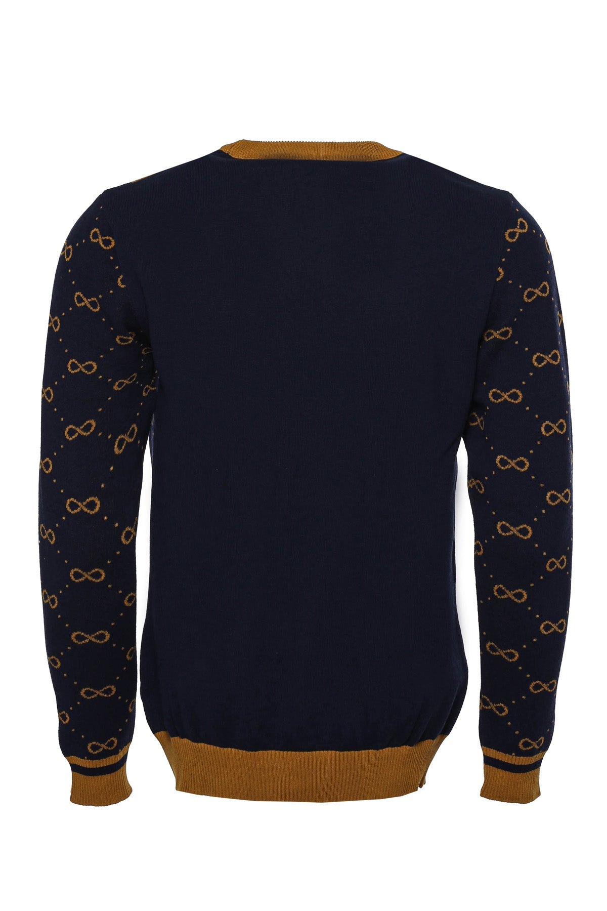 Camel Crew Neck Knitwear Asymmetric Patterned - Wessi