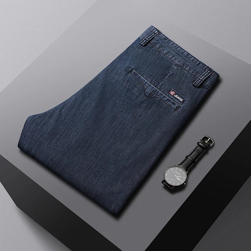 High-Waist Lightweight Straight Fit Jeans for Men
