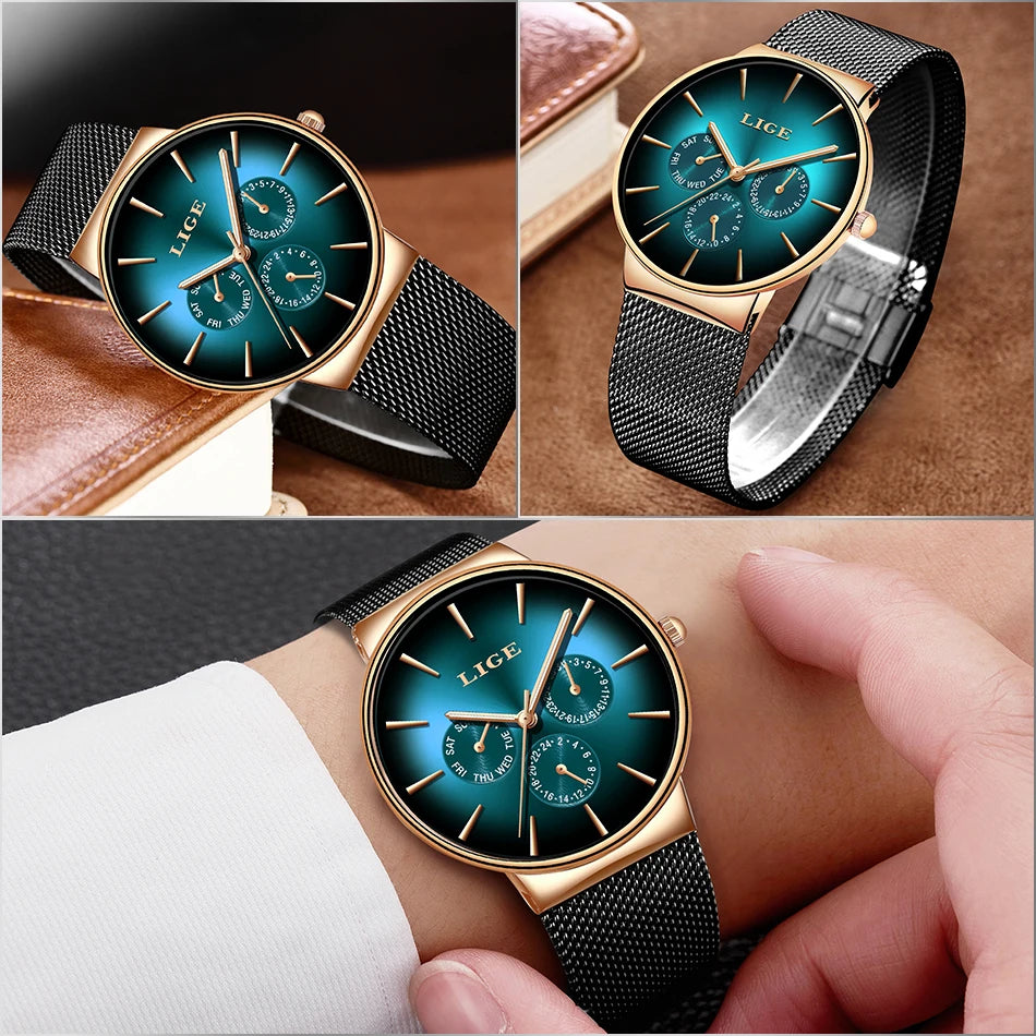 New LIGE Ultra-Thin Men's Watch