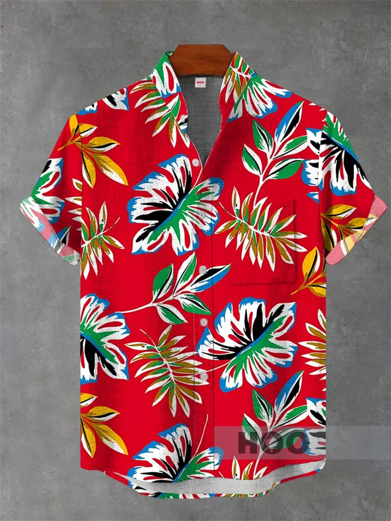 Geometric Print Men’s Linen Shirt