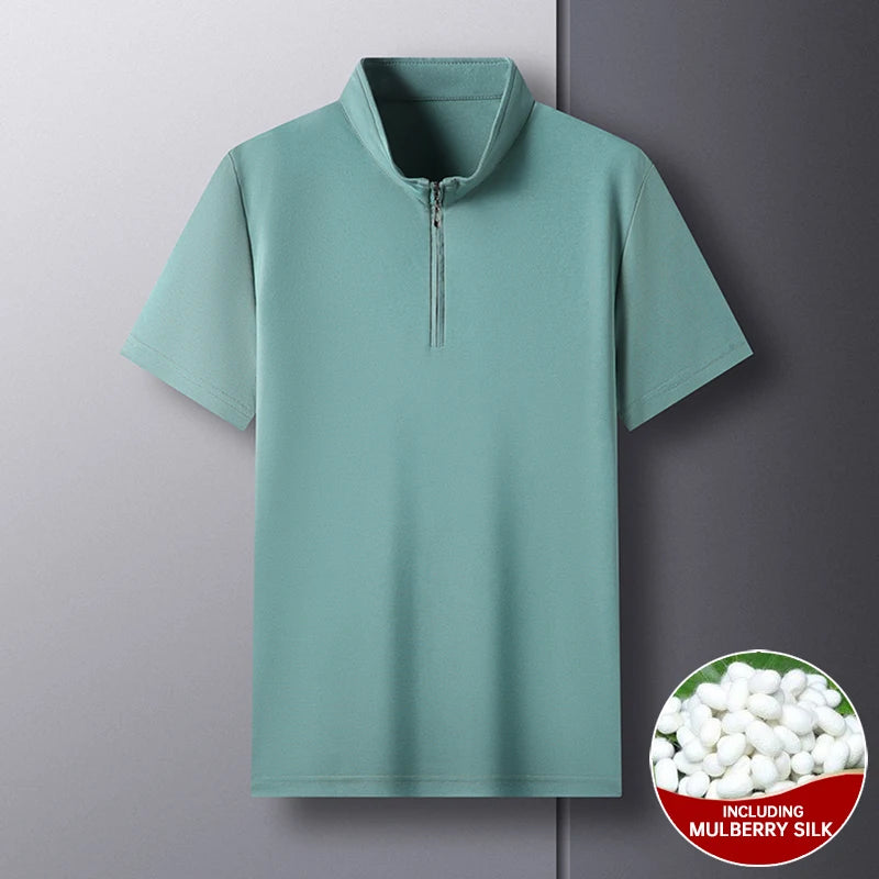 Luxury Mulberry Silk Blend Polo Shirt