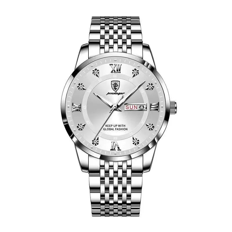 POEDAGAR Men's Luxury Quartz Watch – Stainless Steel