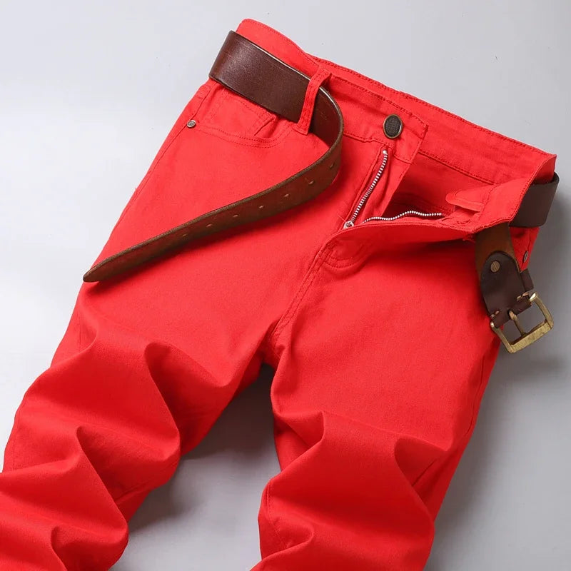 6-Color Men’s Stretch Cotton Straight-Leg Jeans