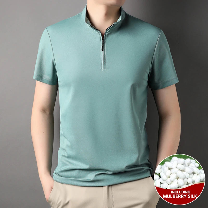 Luxury Mulberry Silk Blend Polo Shirt