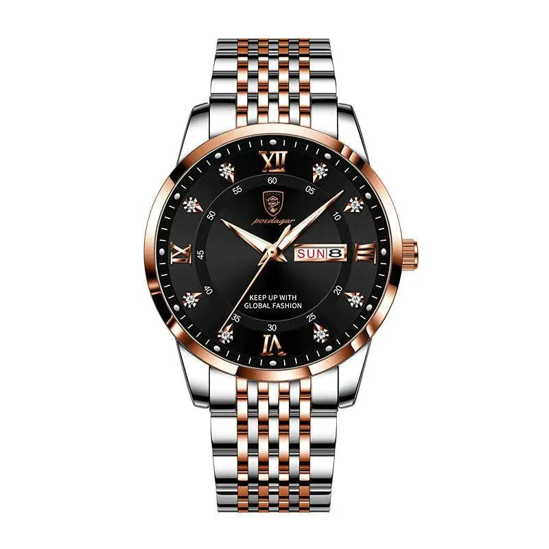 POEDAGAR Men's Luxury Quartz Watch – Stainless Steel