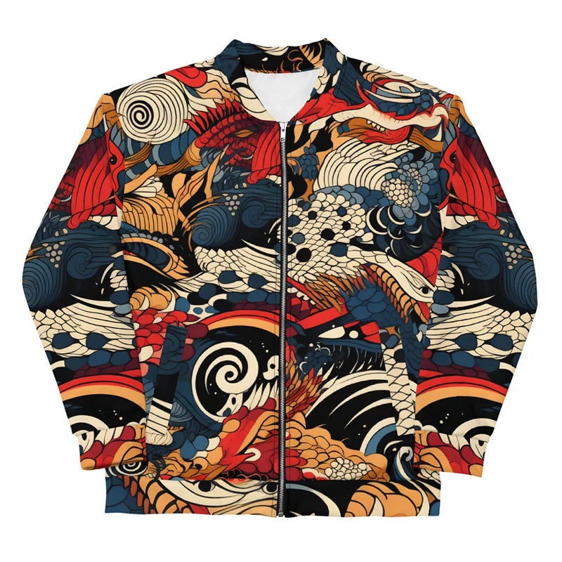 Japanese-Style Graphic Bomber Jacket