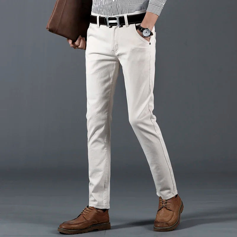 Men’s Classic Solid Color Slim Fit Casual Pants