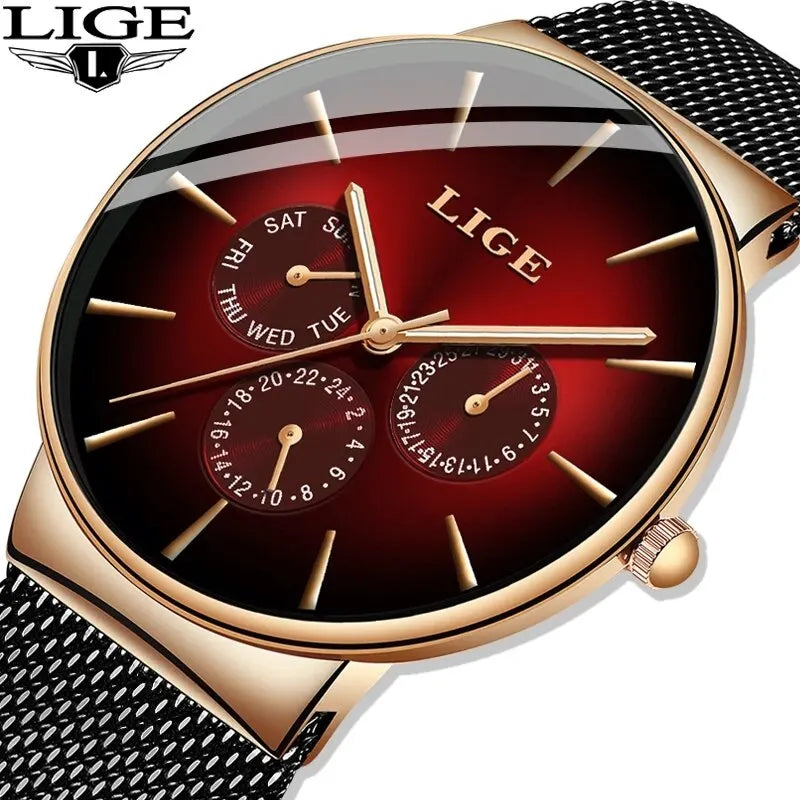 New LIGE Ultra-Thin Men's Watch