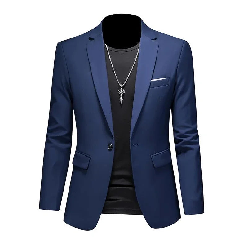 High-End Boutique Men's Blazer Solid Color