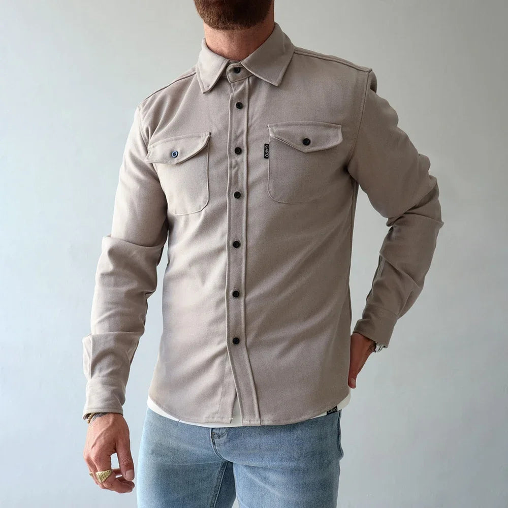 KOALA SYDNEY Koala Sydney Casual Long-Sleeved Shirt Jacket Men'S Autumn And Winter New American Street Fashion Solid Color Workwear Men'S Shirt