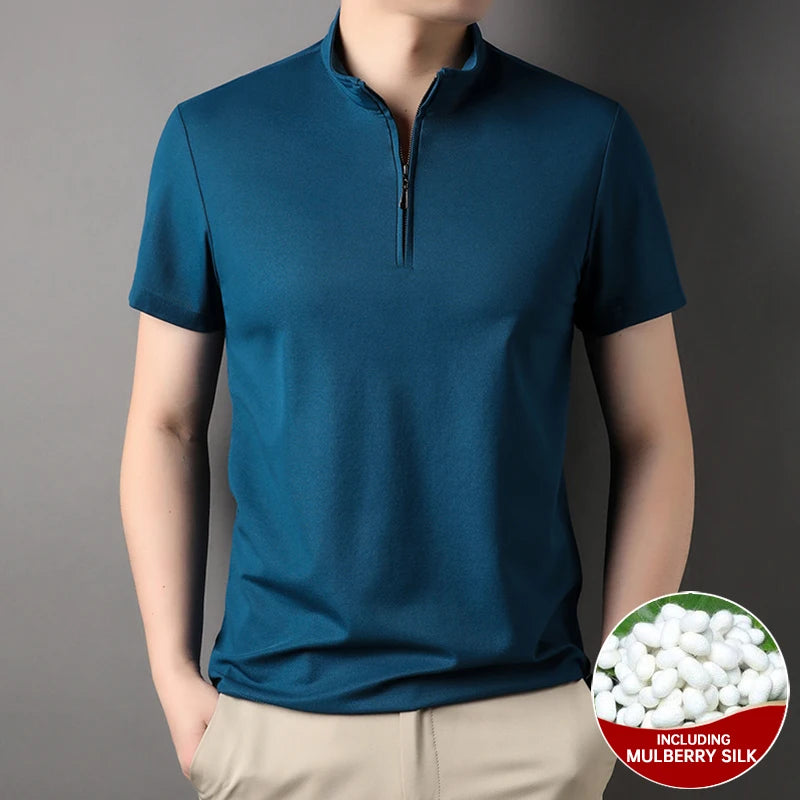 Luxury Mulberry Silk Blend Polo Shirt
