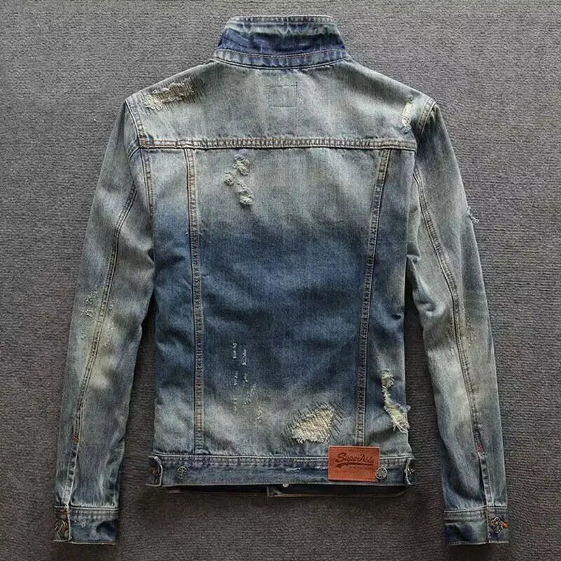 Men’s Korean Style Ripped Vintage Cargo Jacket