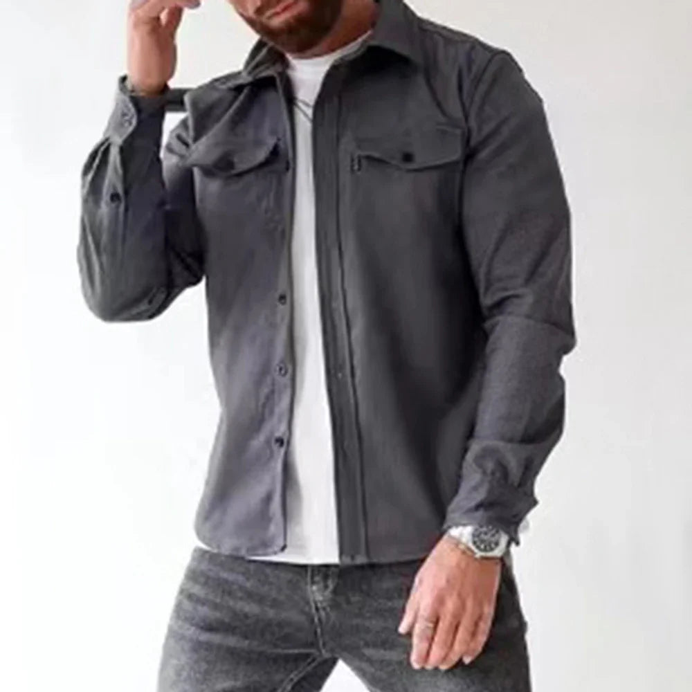 KOALA SYDNEY Koala Sydney Casual Long-Sleeved Shirt Jacket Men'S Autumn And Winter New American Street Fashion Solid Color Workwear Men'S Shirt