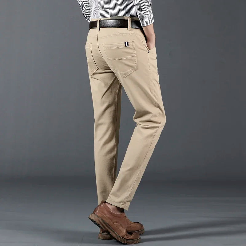 Men’s Classic Solid Color Slim Fit Casual Pants