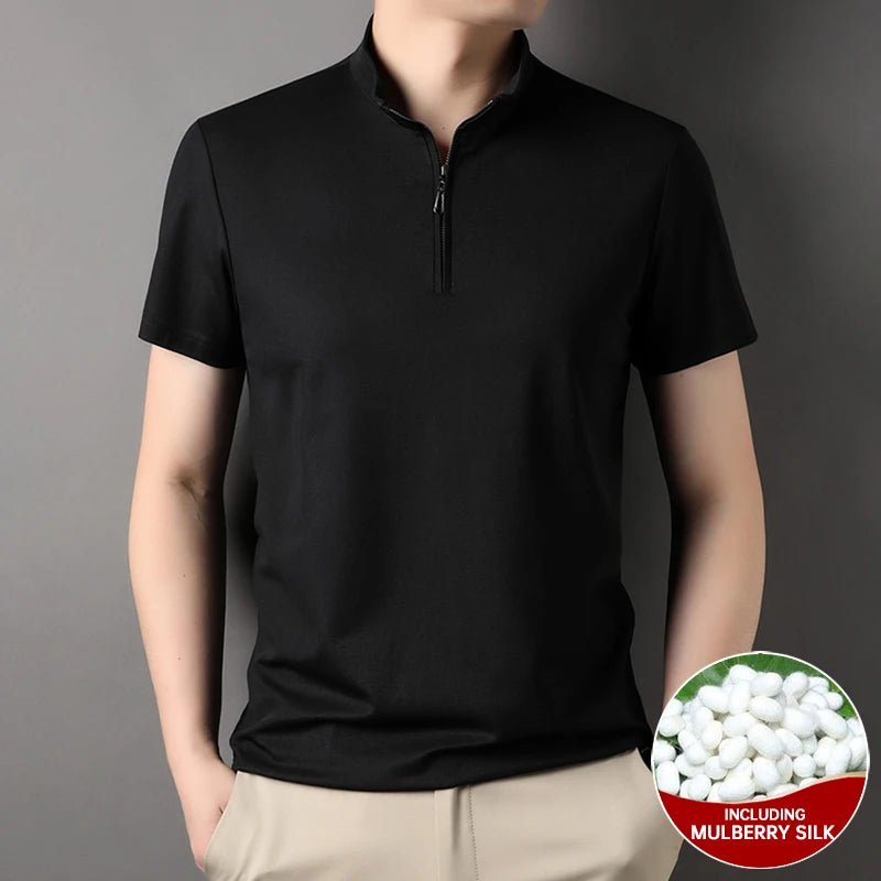 Luxury Mulberry Silk Blend Polo Shirt