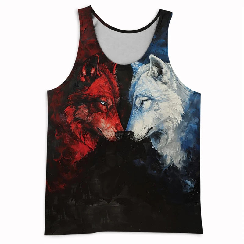 3D Wolf Graphic Tank Tops for Men