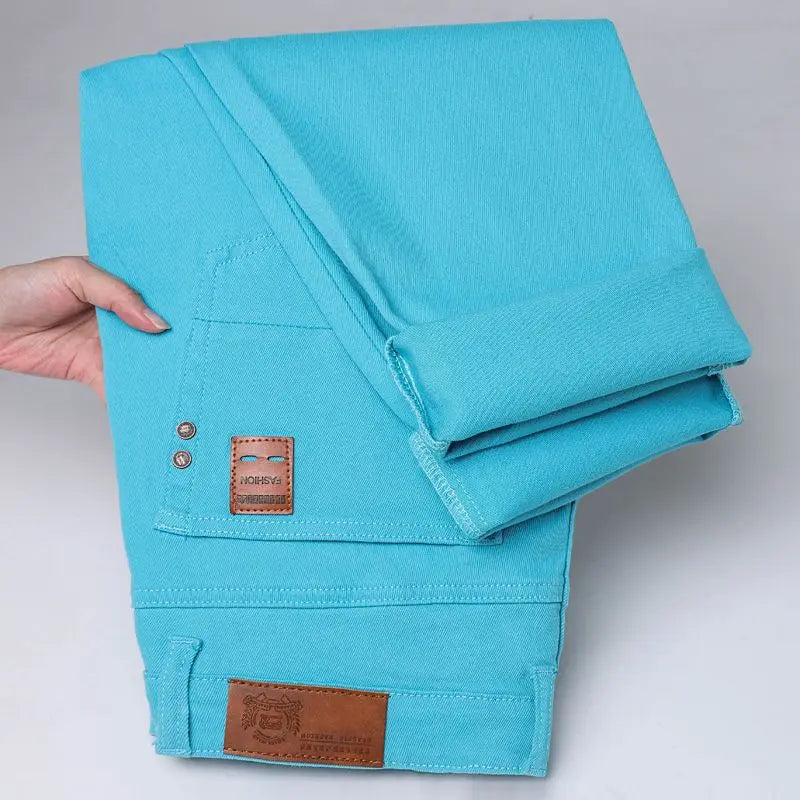 6-Color Men’s Stretch Cotton Straight-Leg Jeans