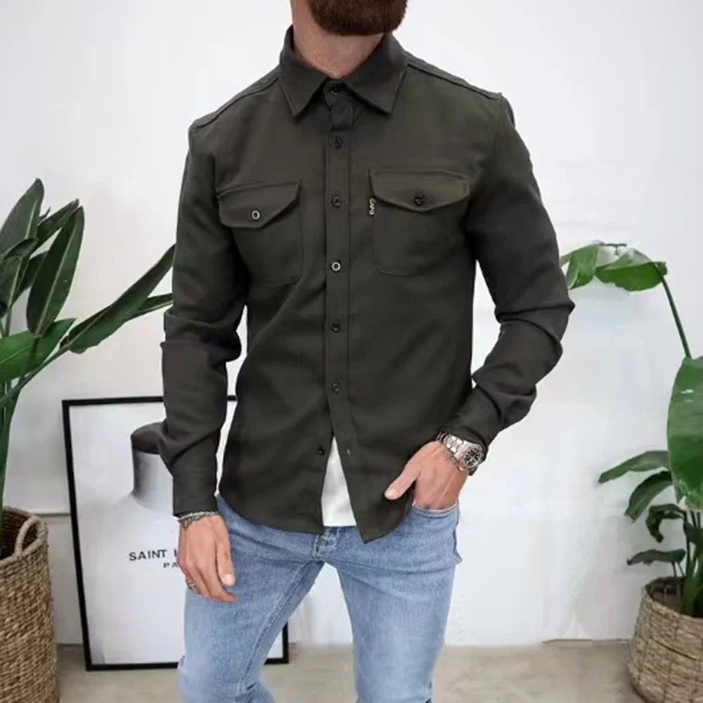 KOALA SYDNEY Koala Sydney Casual Long-Sleeved Shirt Jacket Men'S Autumn And Winter New American Street Fashion Solid Color Workwear Men'S Shirt