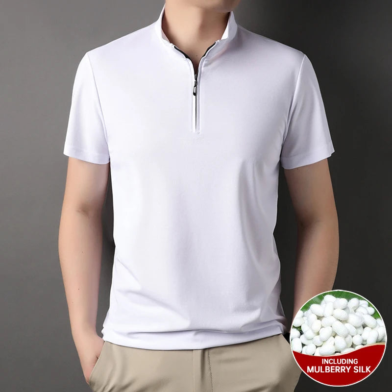 Luxury Mulberry Silk Blend Polo Shirt