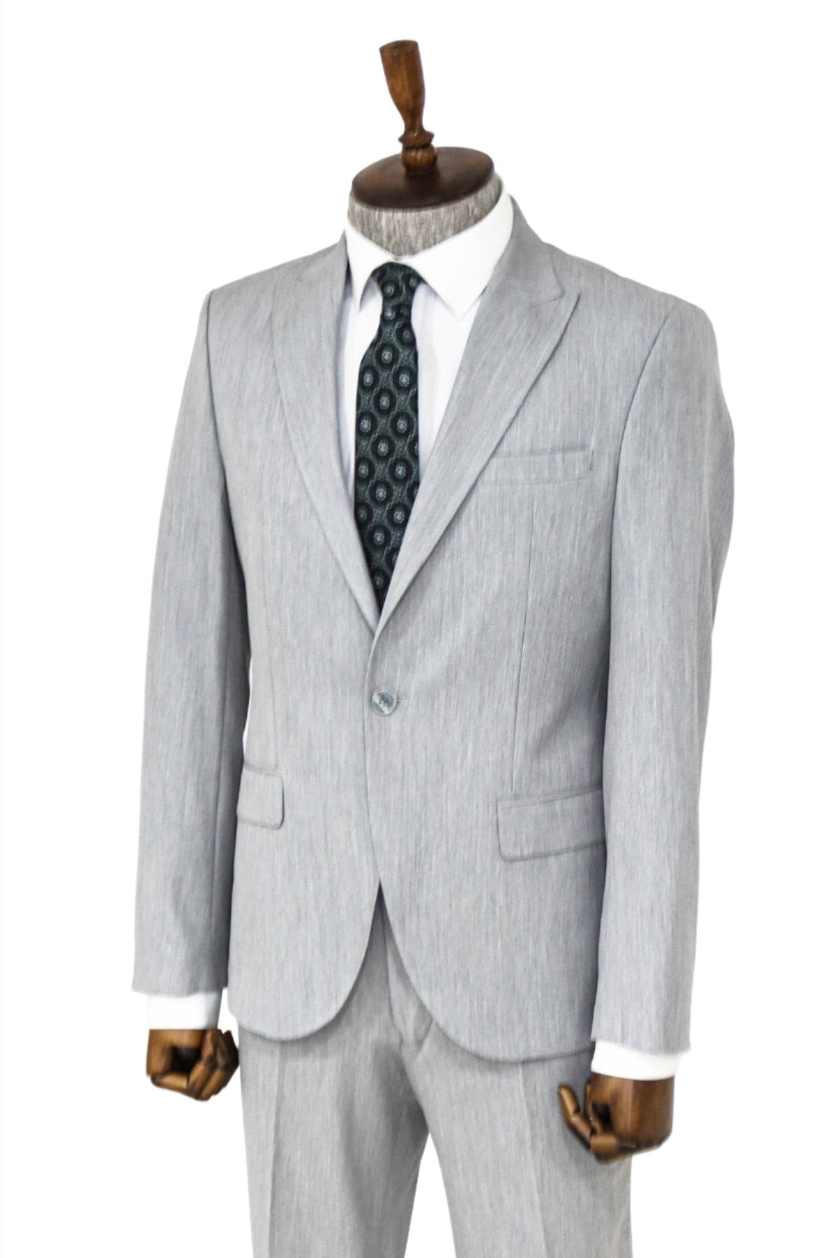 KOALA SYDNEY 2 Piece Plain Slim Fit Grey Men Suit and Shirt Combination -