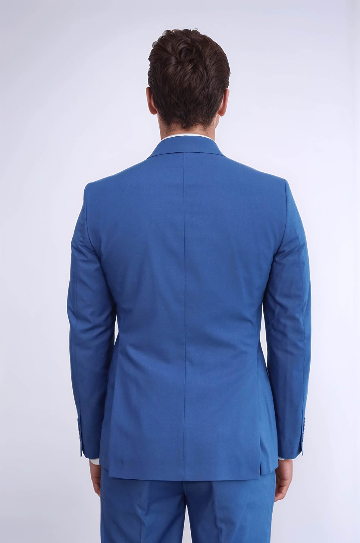 KOALA SYDNEY Wide Peak Lapel Striped Slim Fit Blue Men Double-Breasted Suit -
