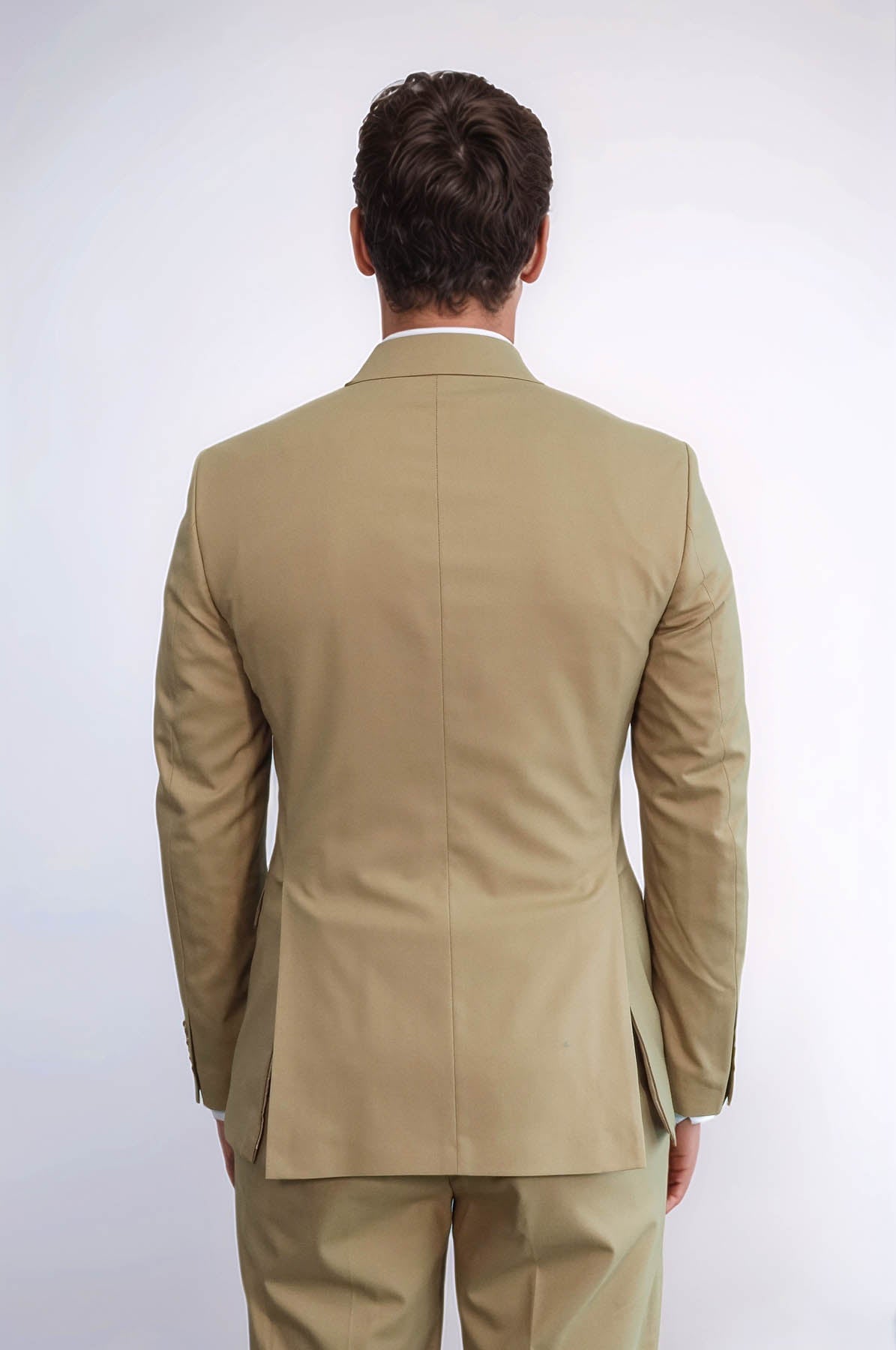 KOALA SYDNEY Wide Peak Collar Slim Fit Cream Men Double-Breasted Suit -