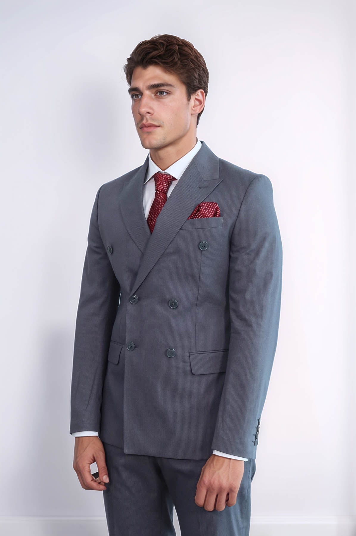 KOALA SYDNEY Classic Pinstripe Double Breasted Men's Taupe Suit