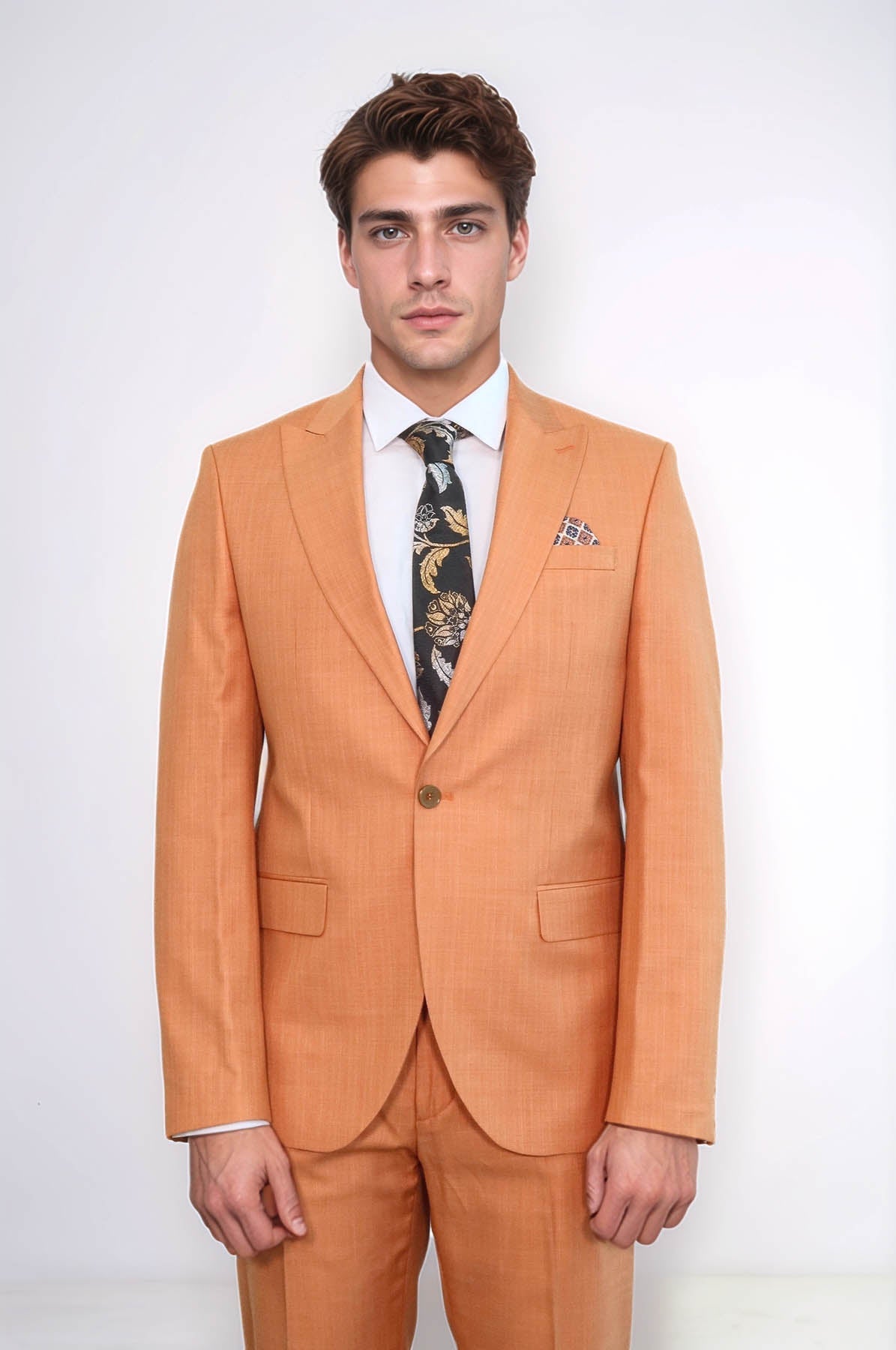 KOALA SYDNEY Two Piece Slim Fit Single Button Mustard Yellow Men Suit