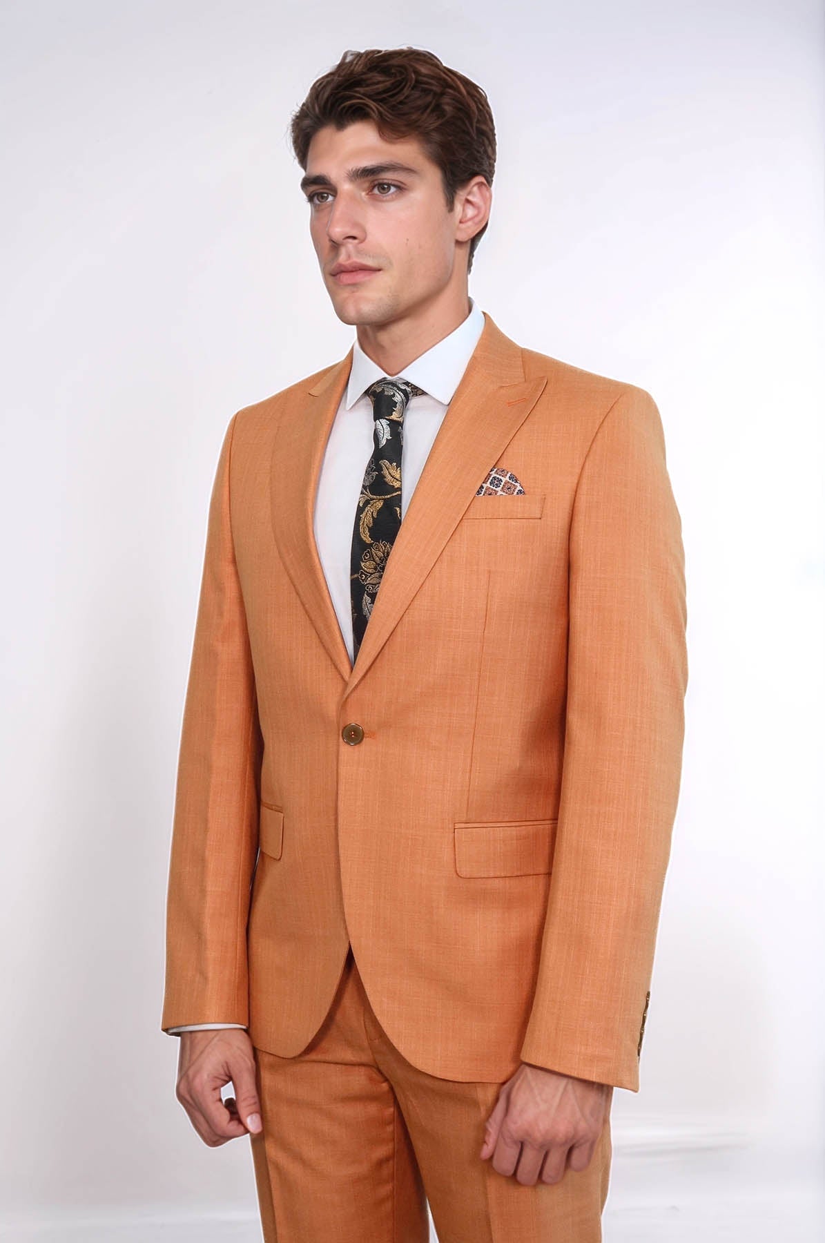 KOALA SYDNEY Two Piece Slim Fit Single Button Mustard Yellow Men Suit