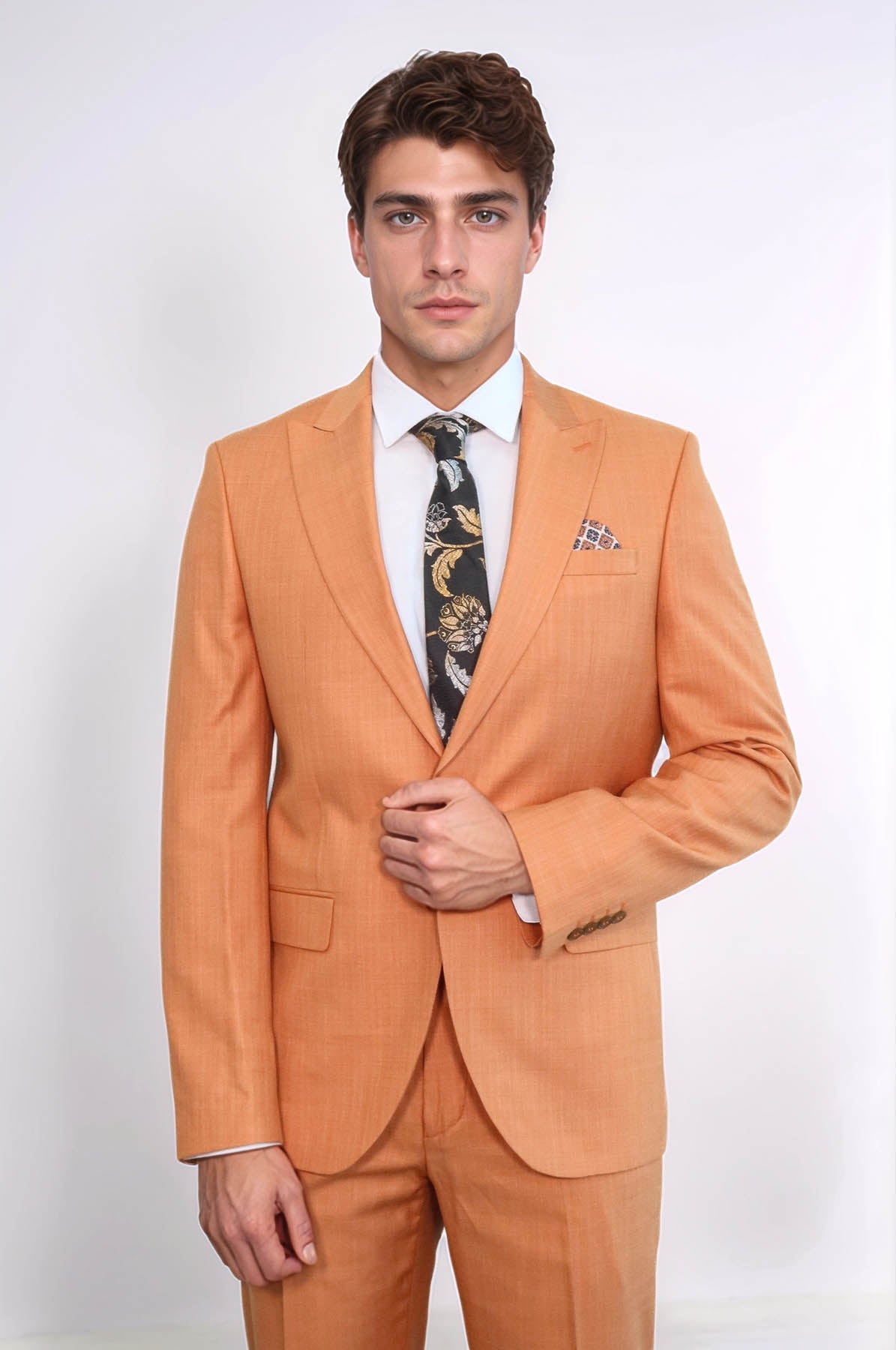 KOALA SYDNEY Two Piece Slim Fit Single Button Mustard Yellow Men Suit