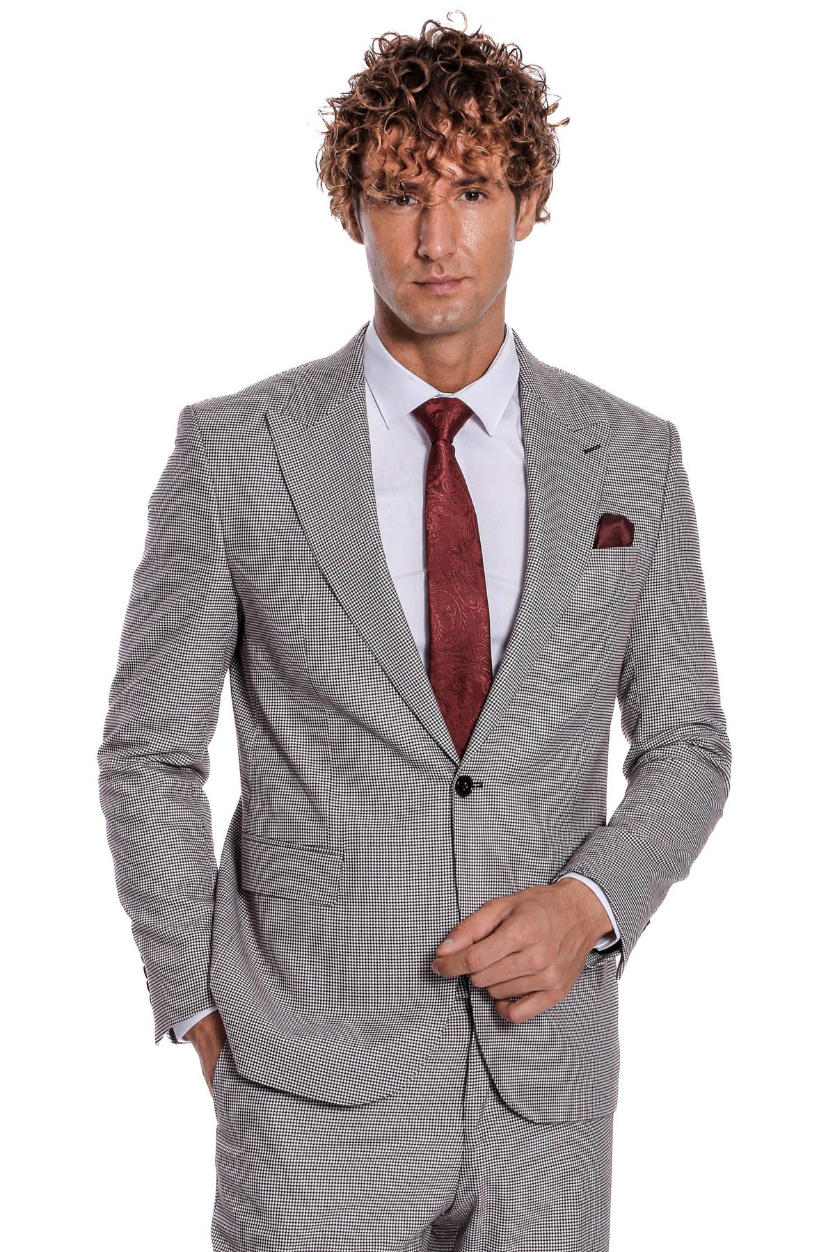 KOALA SYDNEY Two Piece Patterned Grey Men Suit