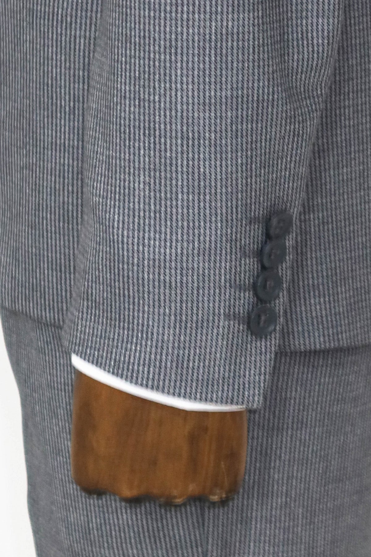 Slim Fit Houndstooth Patterned 2 Piece Grey Men Suit