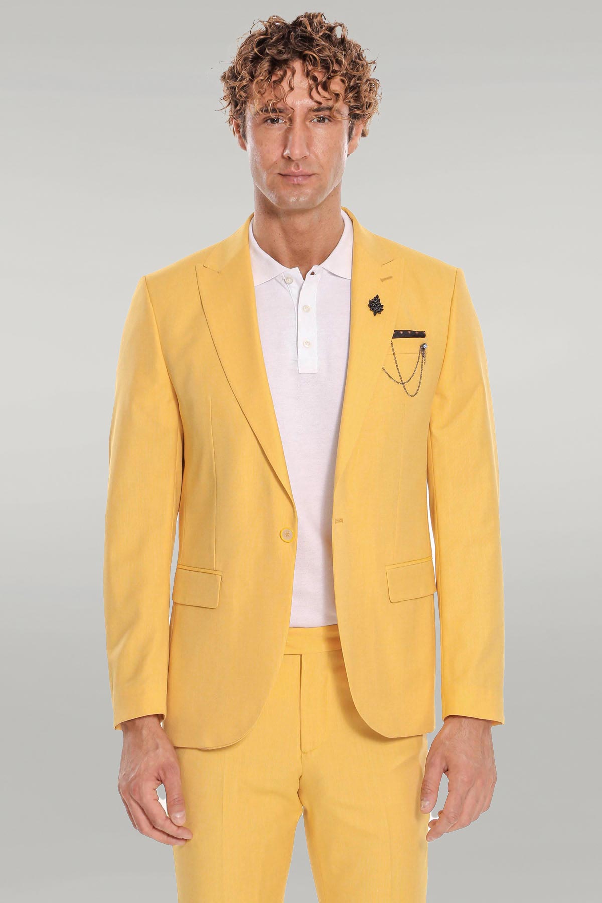 KOALA SYDNEY 2 Piece Patterned Slim Fit Yellow Men Suit -