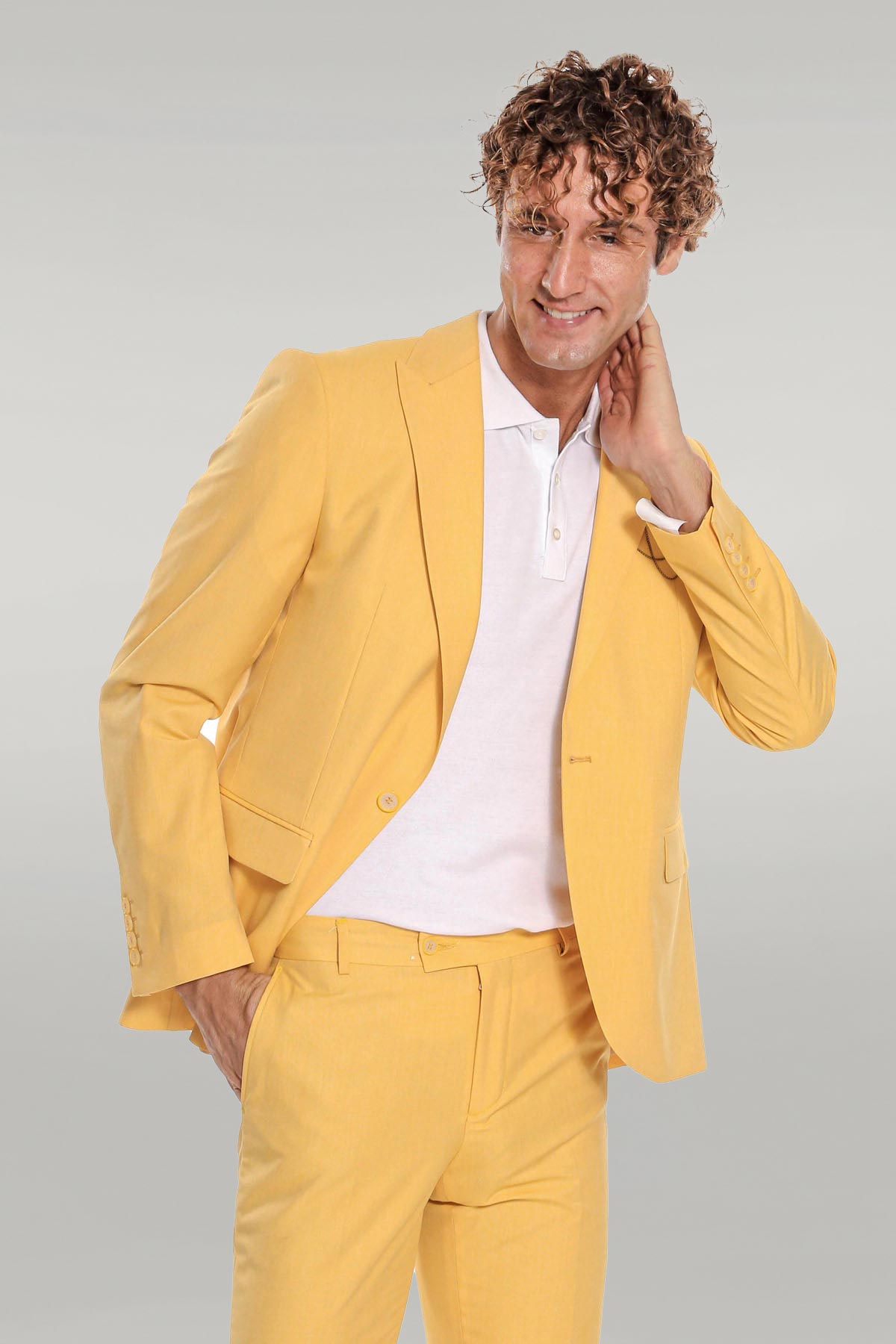 KOALA SYDNEY 2 Piece Patterned Slim Fit Yellow Men Suit -