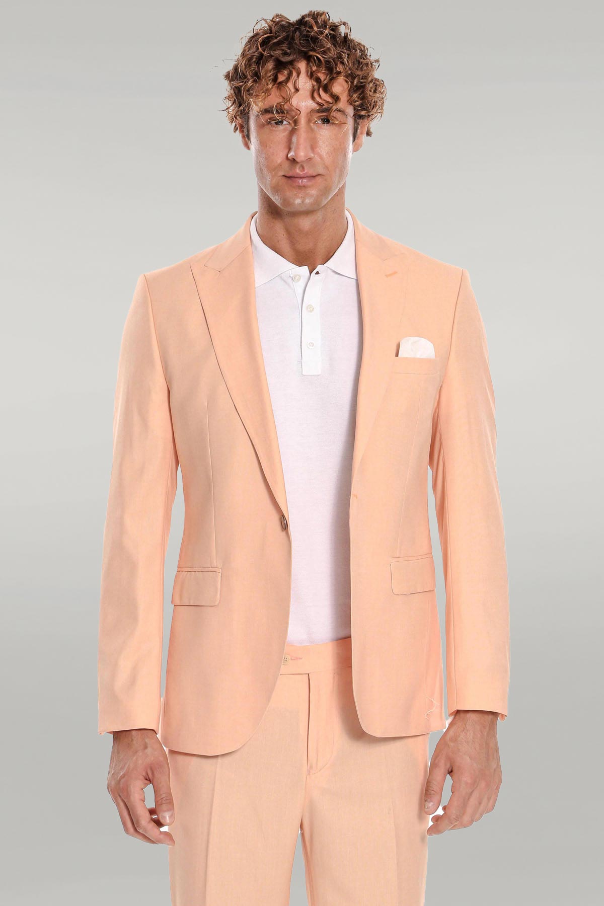Patterned 2 Piece Slim Fit Yellow Men Suit - Wessi