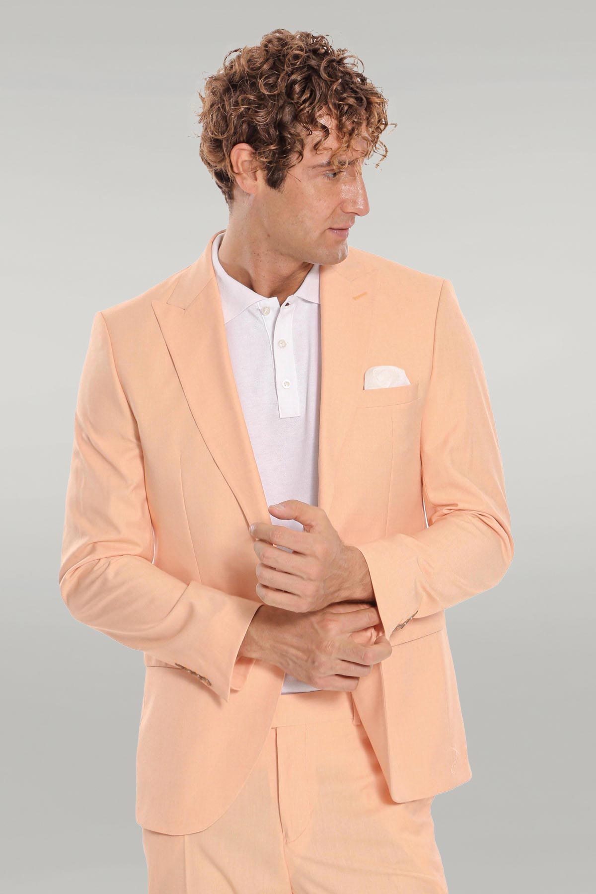 Patterned 2 Piece Slim Fit Yellow Men Suit - Wessi