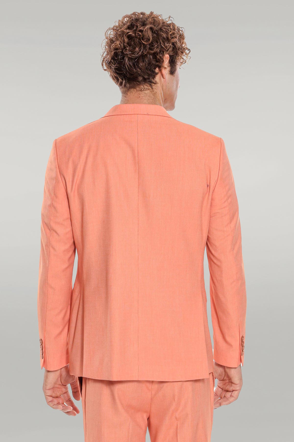 2 Piece Patterned Slim Fit Orange Men Suit -