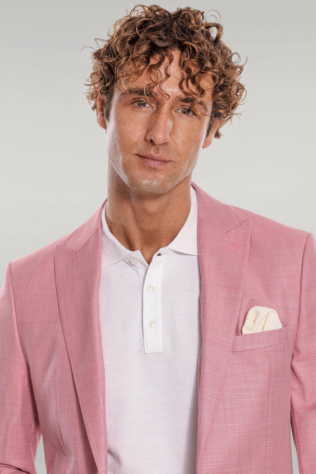 KOALA SYDNEY Patterned 2 Piece Slim Fit Pink Men Suit