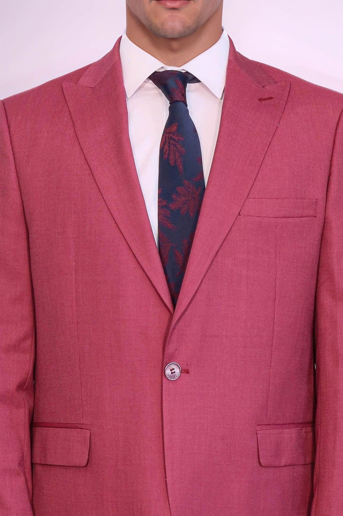 KOALA SYDNEY 2 Piece Patterned Slim Fit Magenta Men Suit -