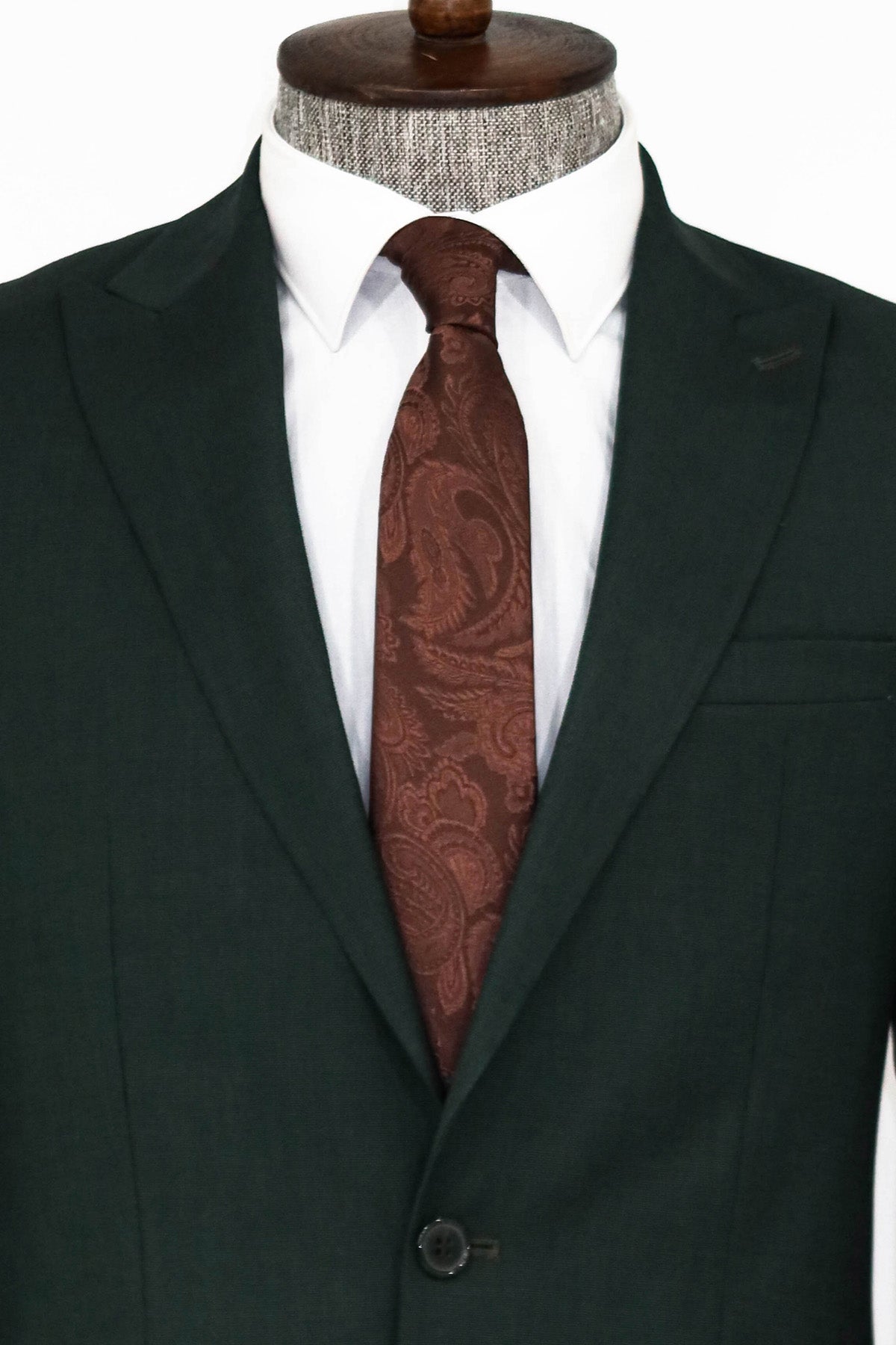 KOALA SYDNEY 2 Piece Patterned Slim Fit Dark Green Men Suit -