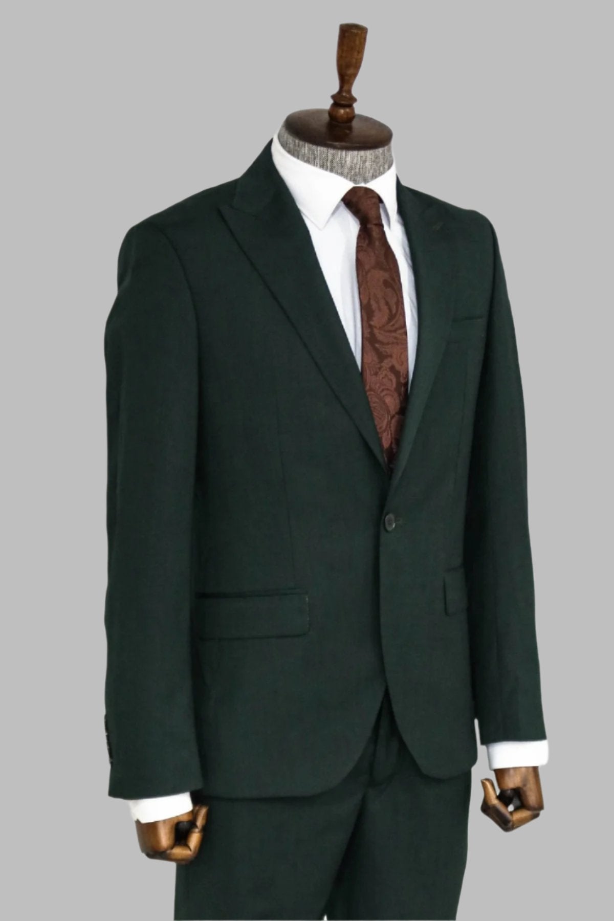 KOALA SYDNEY 2 Piece Patterned Slim Fit Dark Green Men Suit -