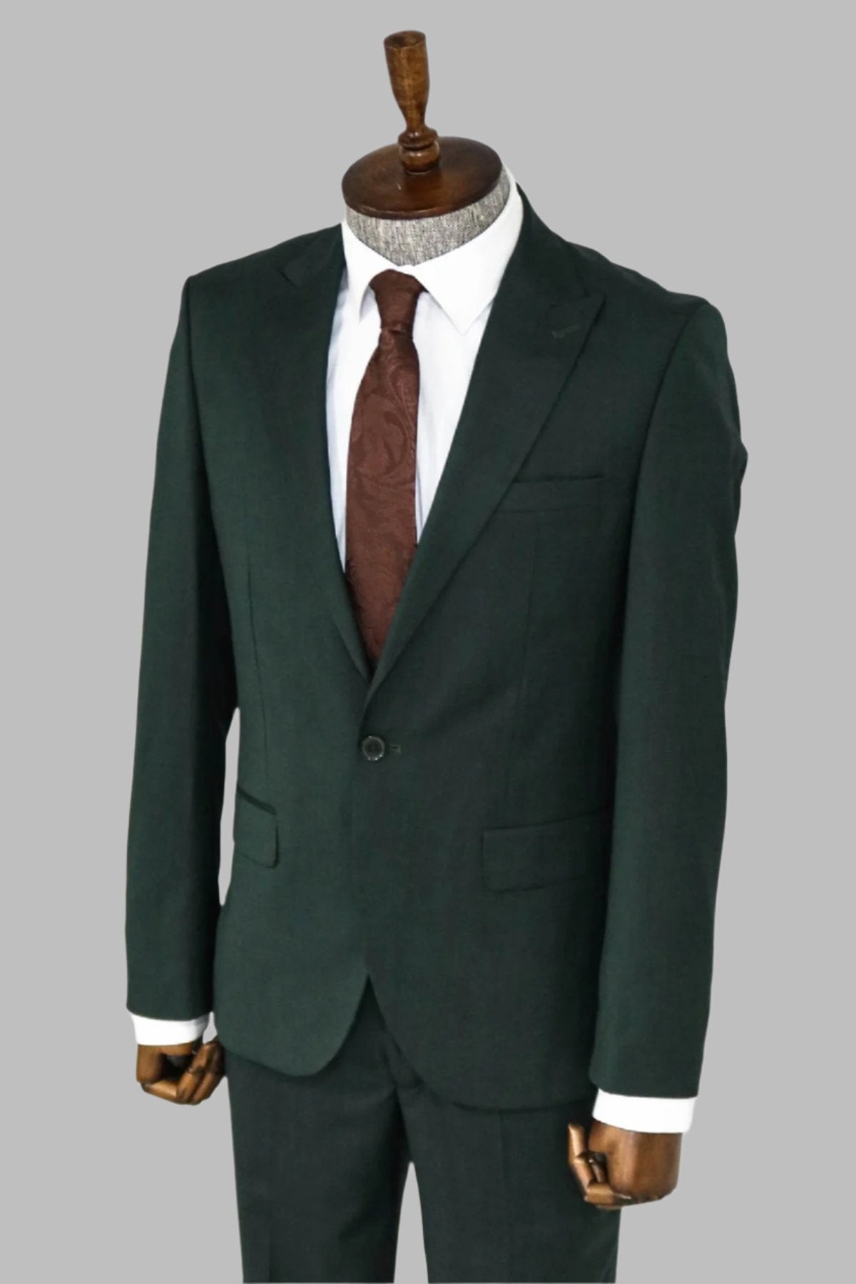 KOALA SYDNEY 2 Piece Patterned Slim Fit Dark Green Men Suit -
