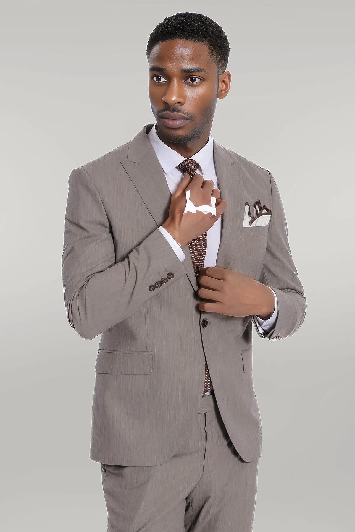 Plain 2 Piece Slim Fit Dark Grey Men Suit