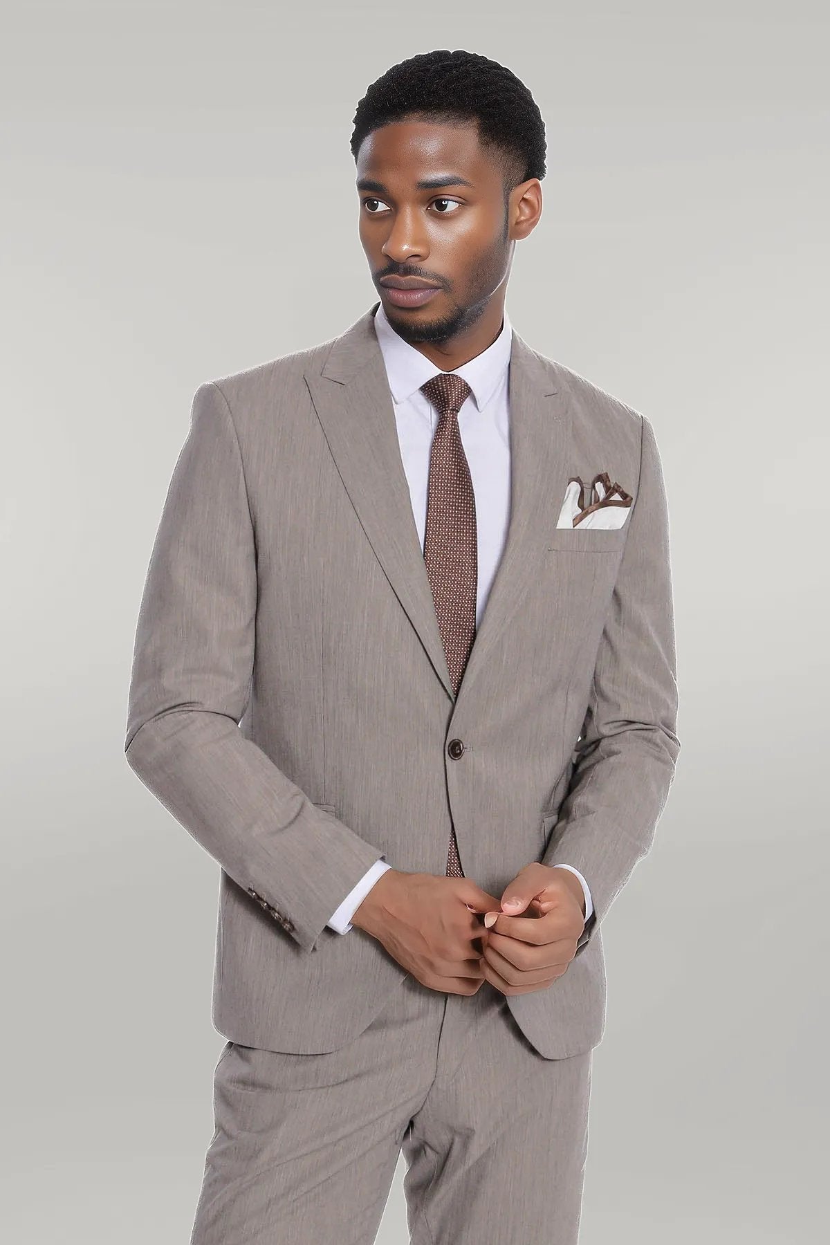 Plain 2 Piece Slim Fit Dark Grey Men Suit