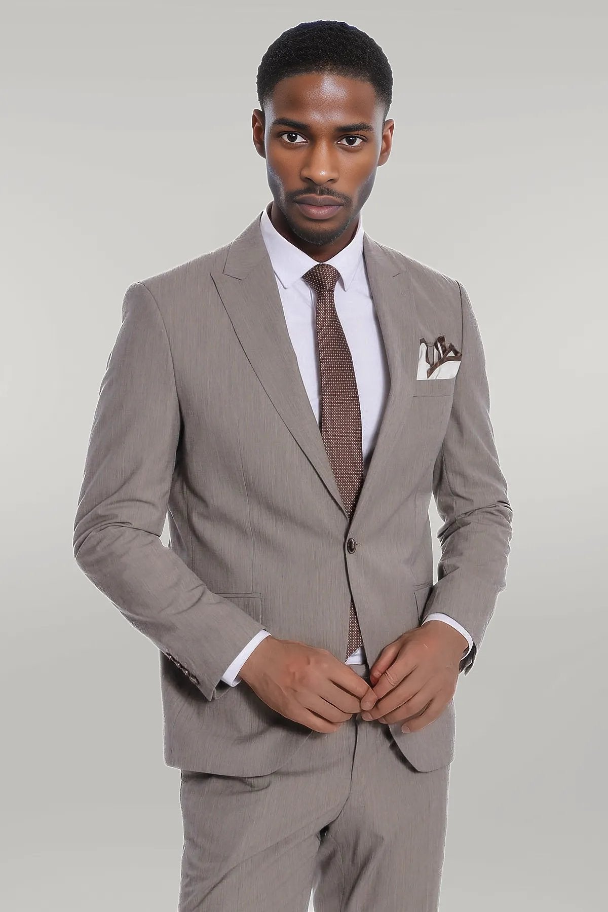 Plain 2 Piece Slim Fit Dark Grey Men Suit