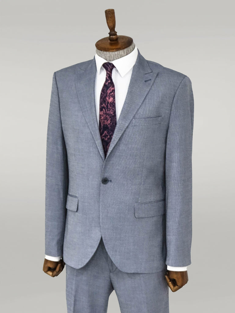 KOALA SYDNEY Plain 2 Piece Slim Fit Blue Men Suit -