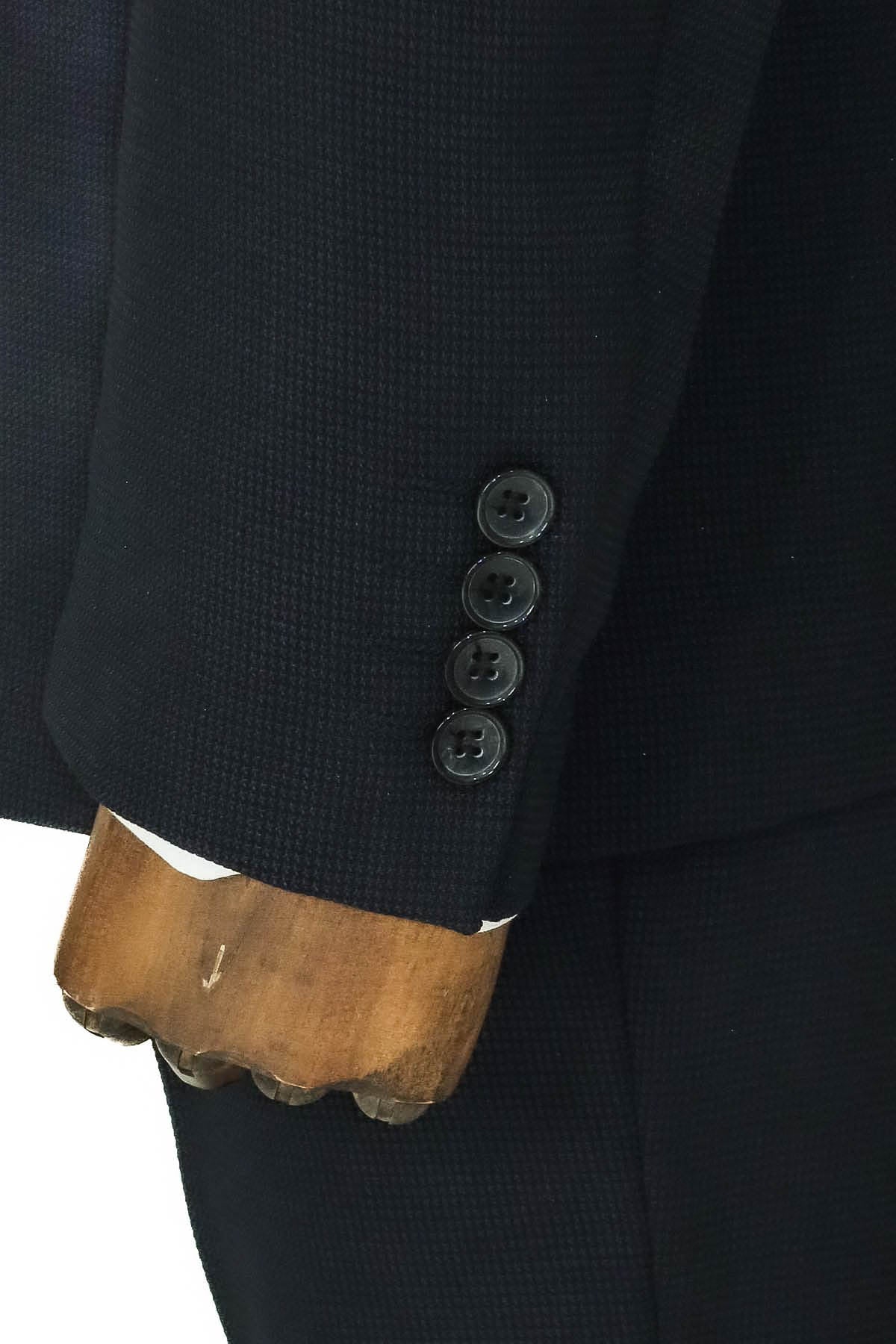 Wide Peak Lapel Patterned Double Breasted Black Men Suit