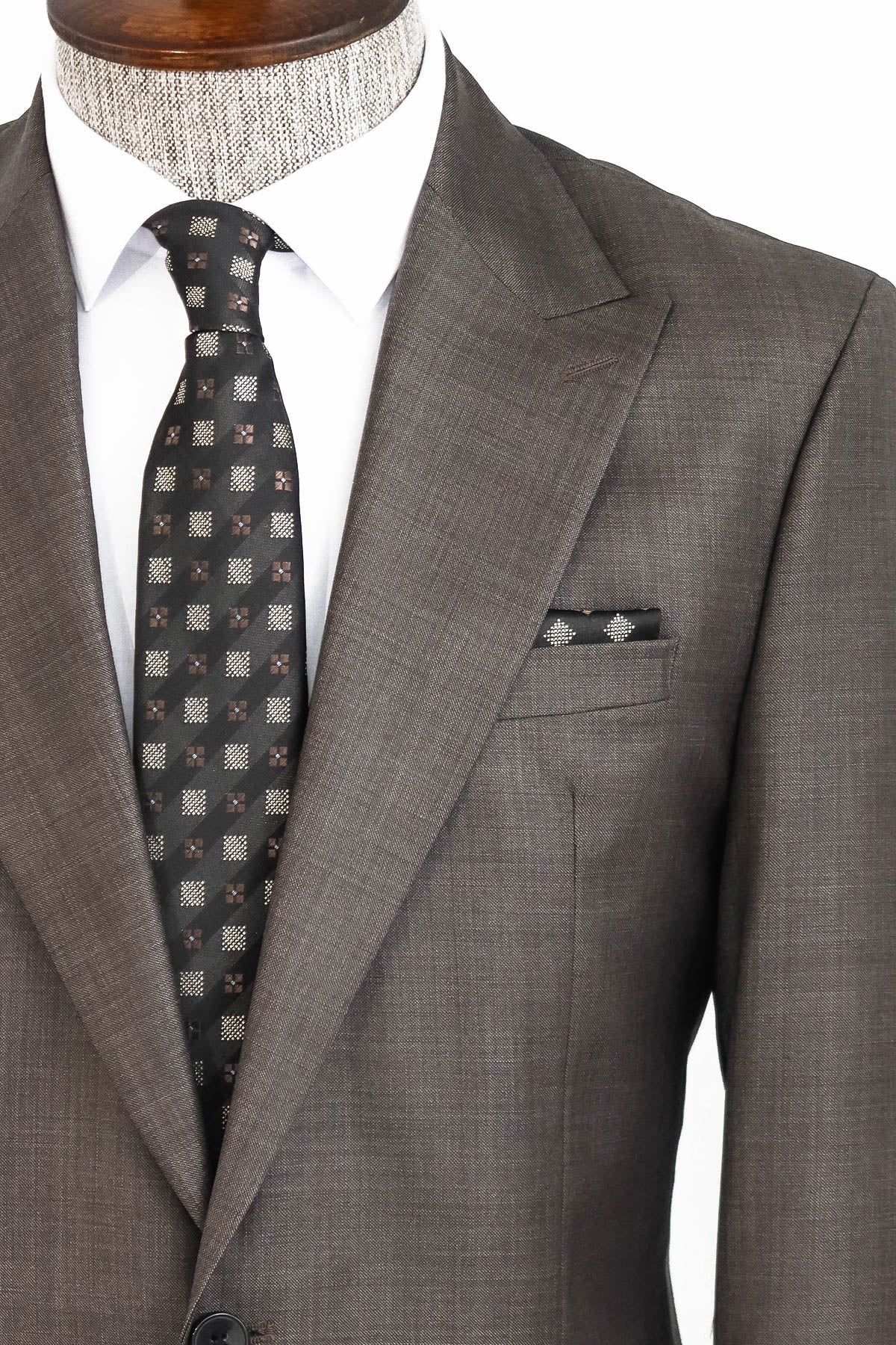 Wool Slim Fit Brown Men Suit -